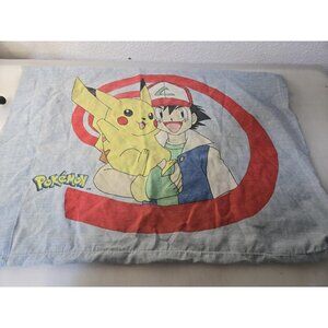 Vintage 90s Pokémon Pillowcase Ash Pikachu Squirtle Meowth 1998 Nintendo Anime